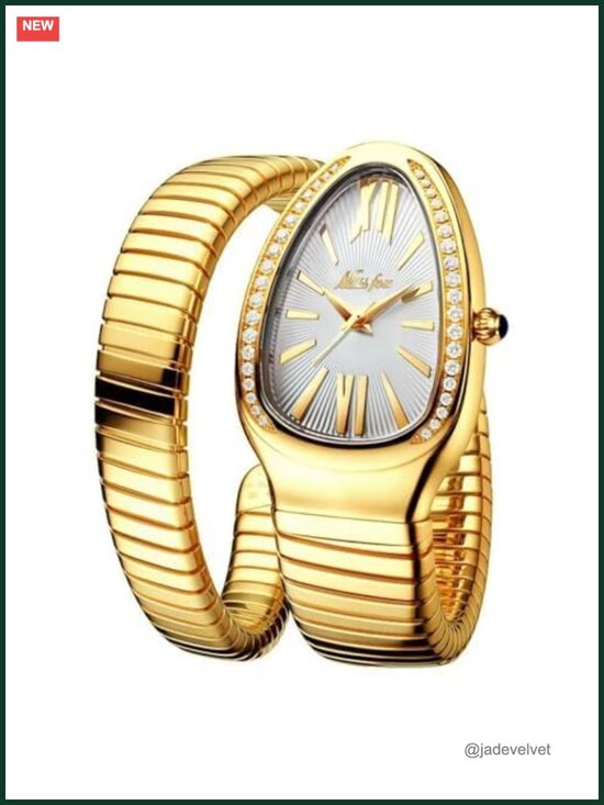 Classic Snake Shape Watch Women Gold Silver Bracelet Quartz Ladies Wristwatch main image 5